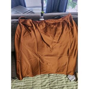 Women's The Drop satin finish rust colored, slip  midi skirt sz. xxl nwt